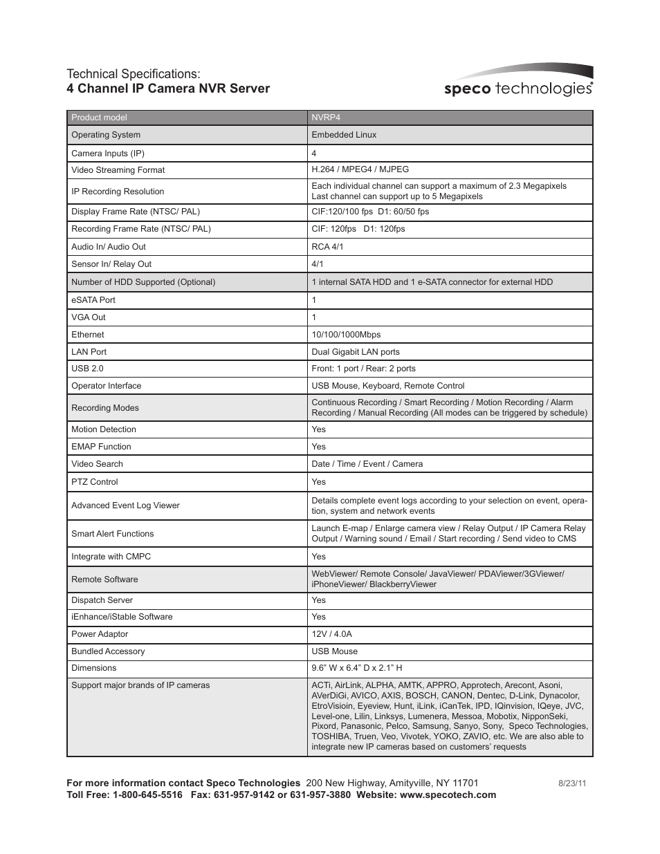 Speco Technologies NVRP4 User Manual | Page 2 / 2
