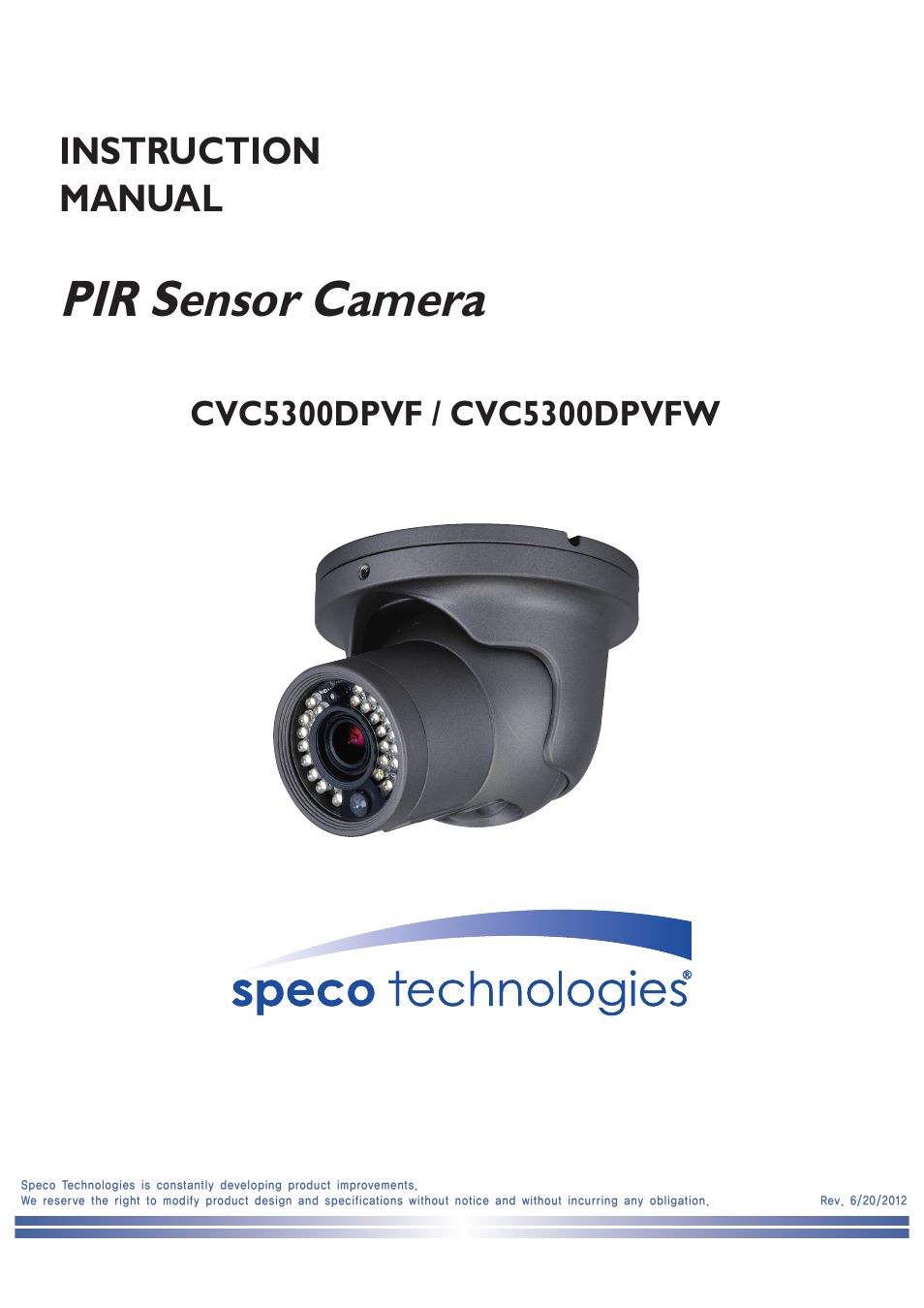 Speco Technologies PIR Sensor Camera CVC5300DPVF/CVC5300DPVFW User Manual | 29 pages