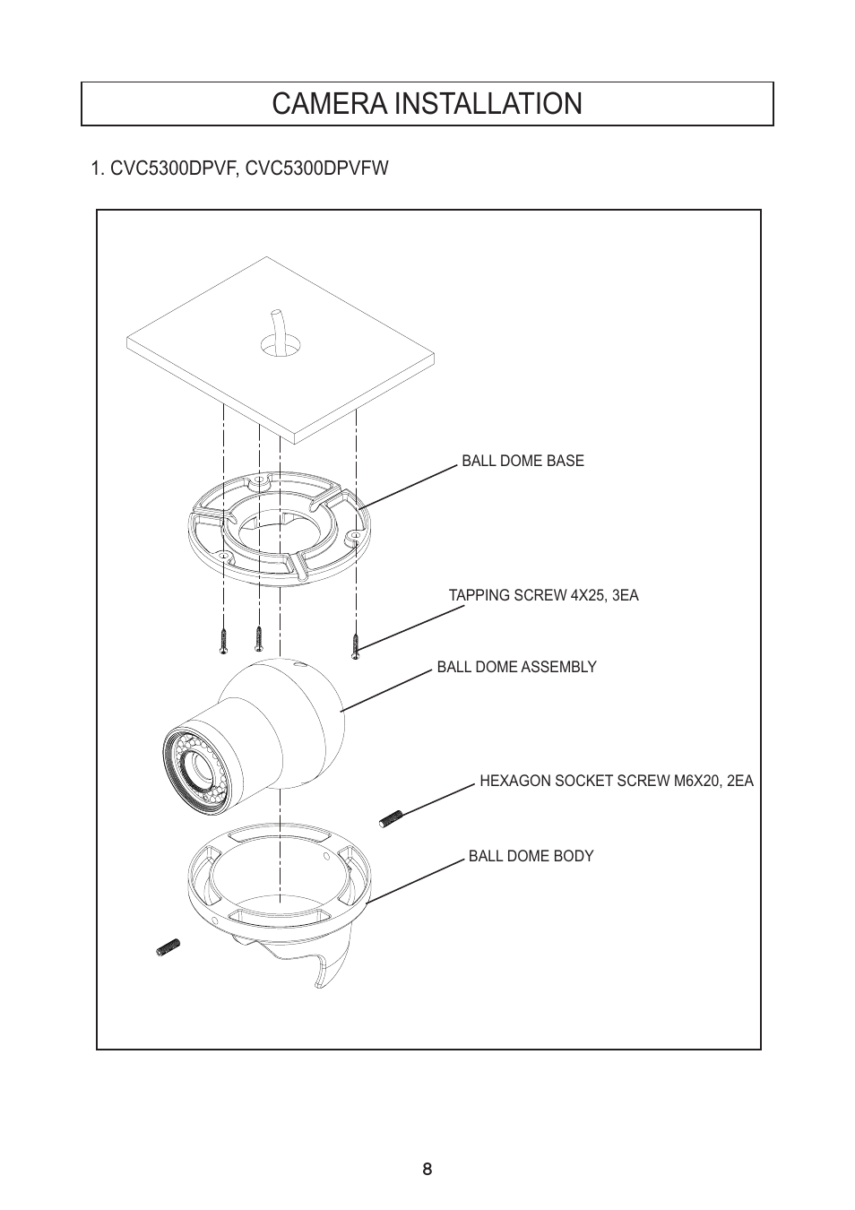 Camera installation | Speco Technologies PIR Sensor Camera CVC5300DPVF/CVC5300DPVFW User Manual | Page 9 / 29