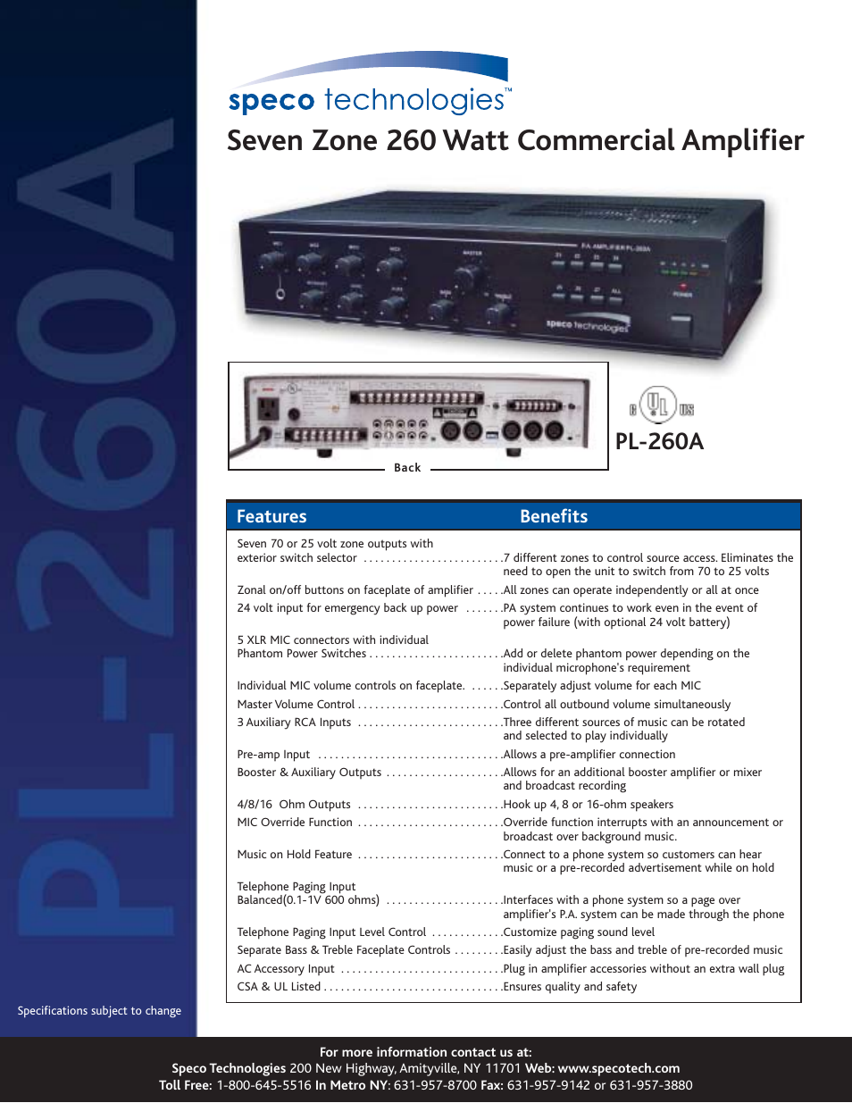 Speco Technologies PL-260A User Manual | 2 pages
