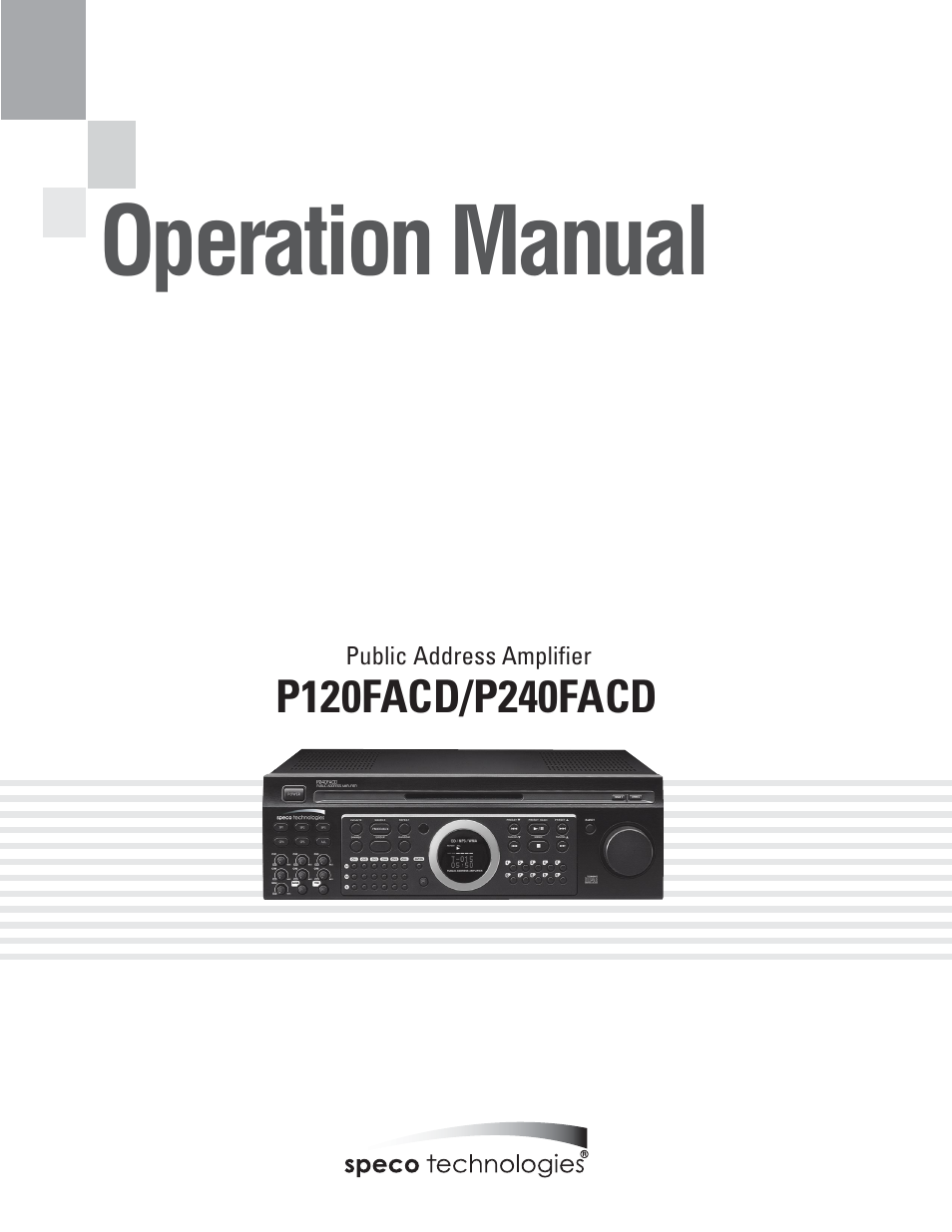 Speco Technologies P120FACD/P240FACD User Manual | 24 pages