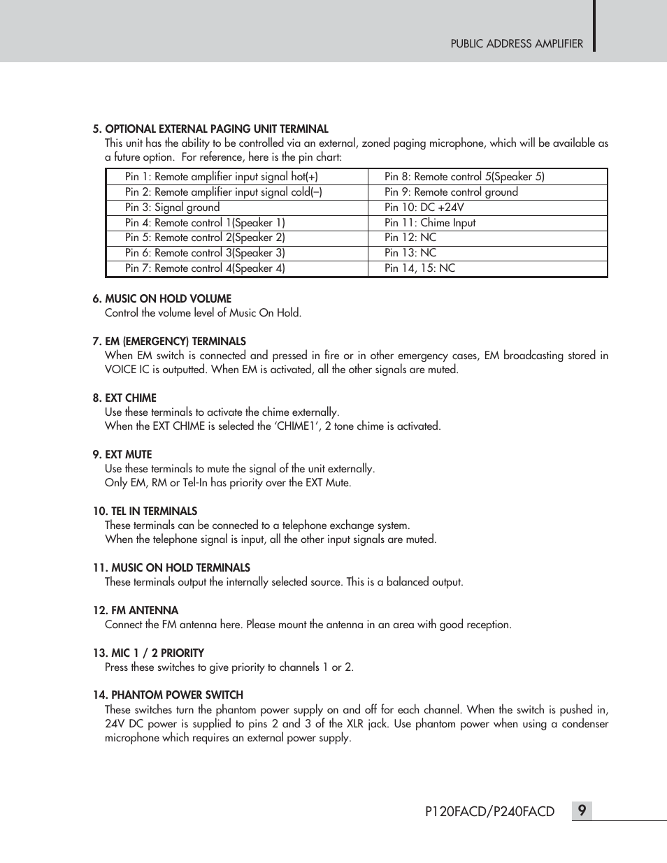 Speco Technologies P120FACD/P240FACD User Manual | Page 11 / 24