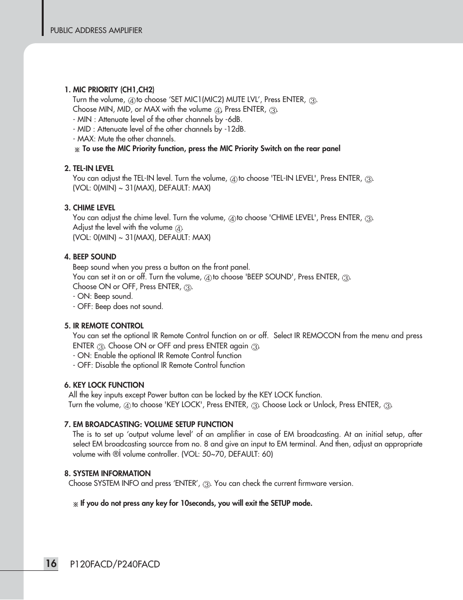 Speco Technologies P120FACD/P240FACD User Manual | Page 18 / 24