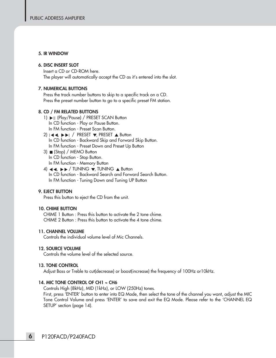 Speco Technologies P120FACD/P240FACD User Manual | Page 8 / 24