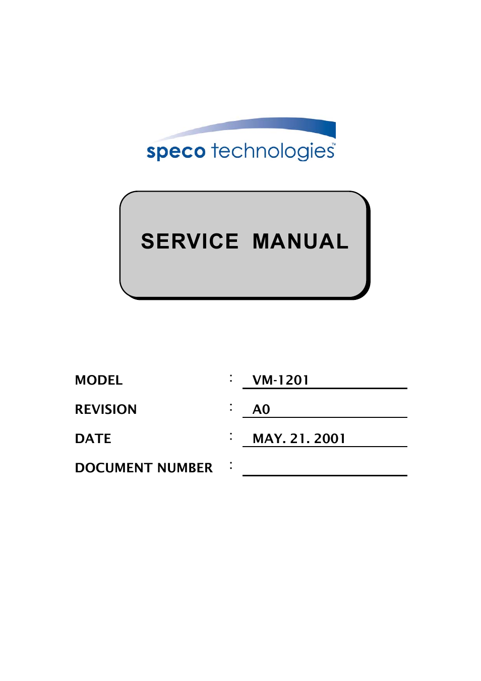 Speco Technologies VM-1201 User Manual | 16 pages