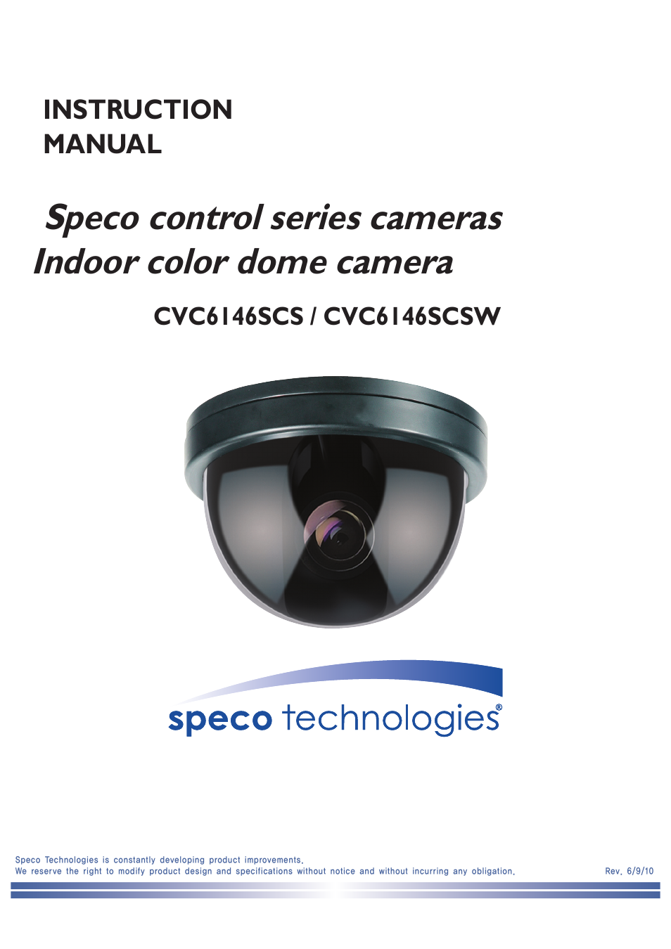 Speco Technologies Indoor color dome camera CVC6146SCS User Manual | 32 pages