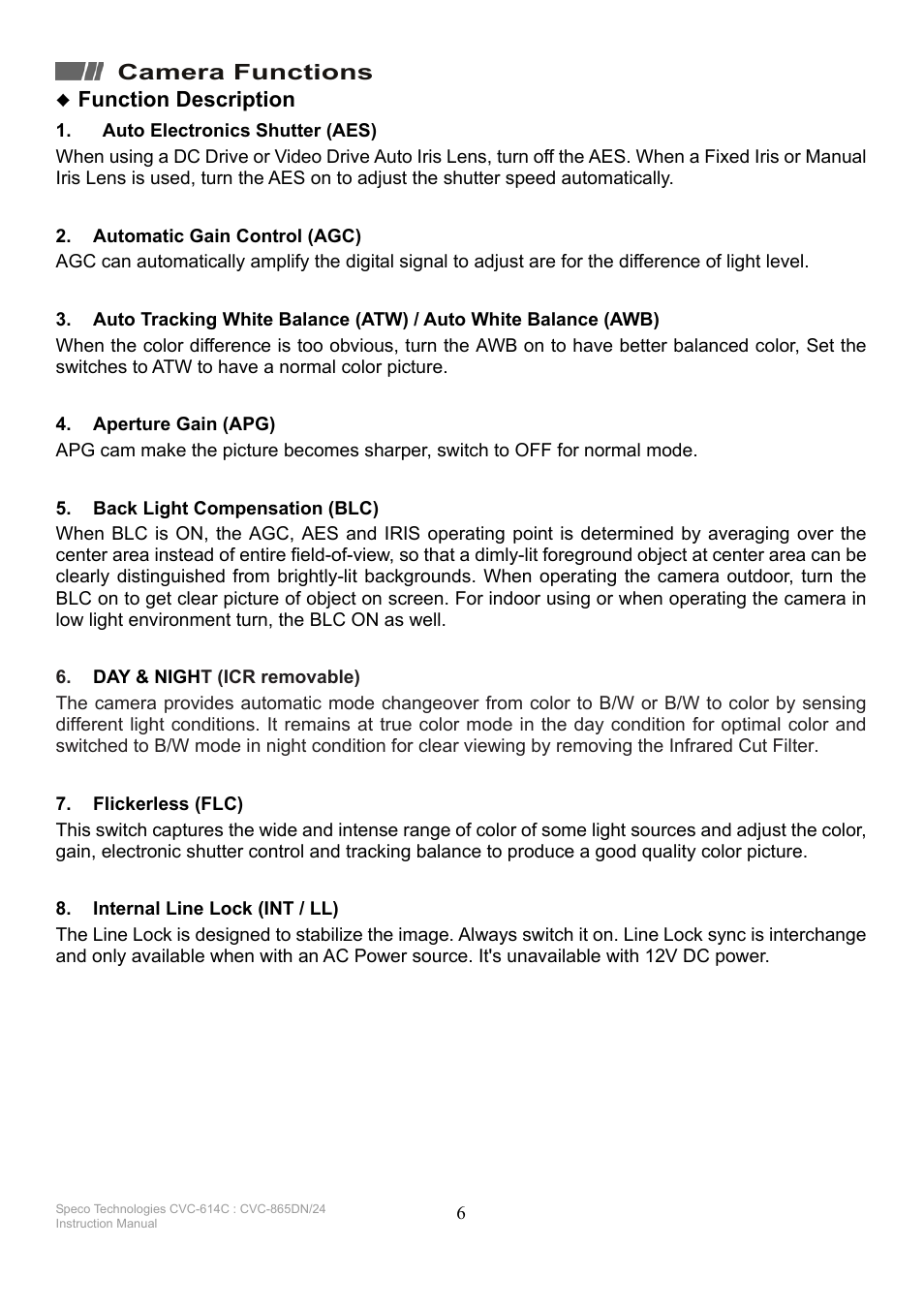 Speco Technologies CVC-865DN/24 User Manual | Page 6 / 12