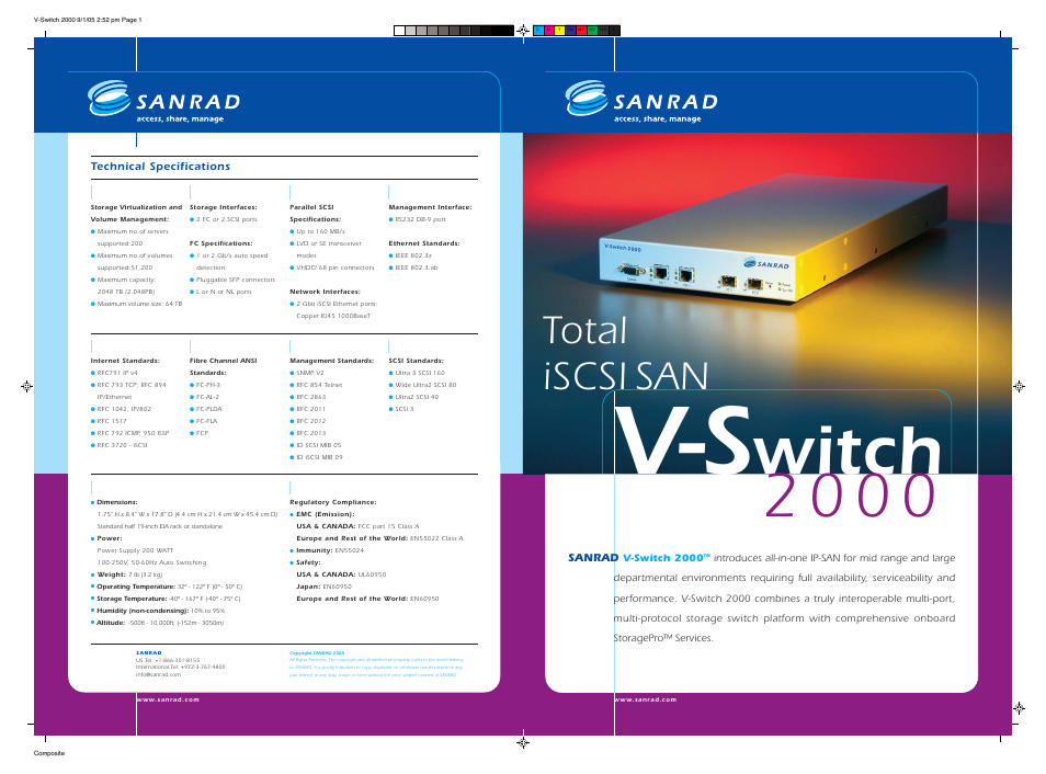 SANRAD V-Switch User Manual | 4 pages