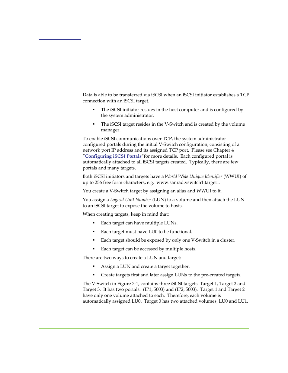 Introduction to volume exposure & security, Iscsi targets | SANRAD I3.1.1205 User Manual | Page 120 / 348