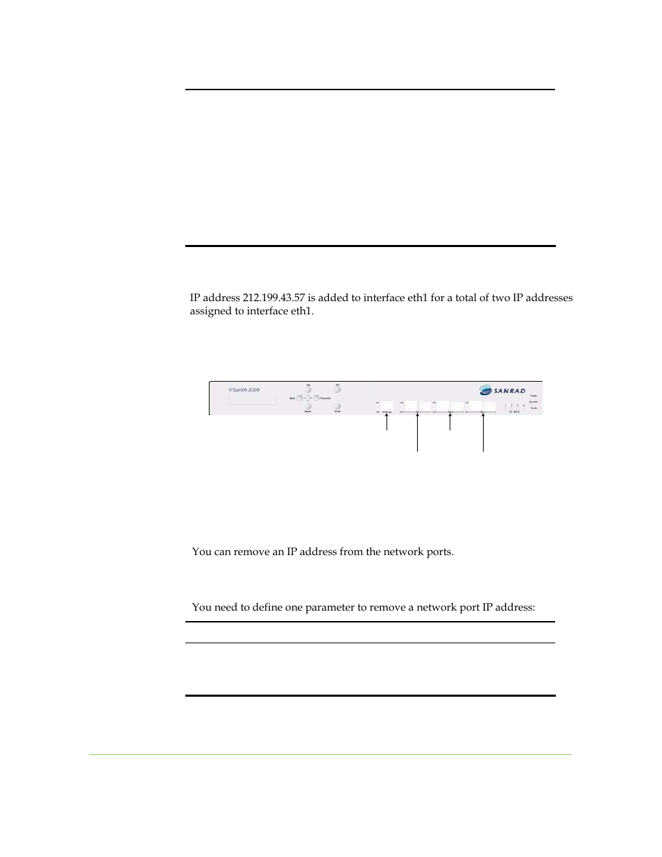 Removing an interface ip address | SANRAD I3.1.1205 User Manual | Page 198 / 348