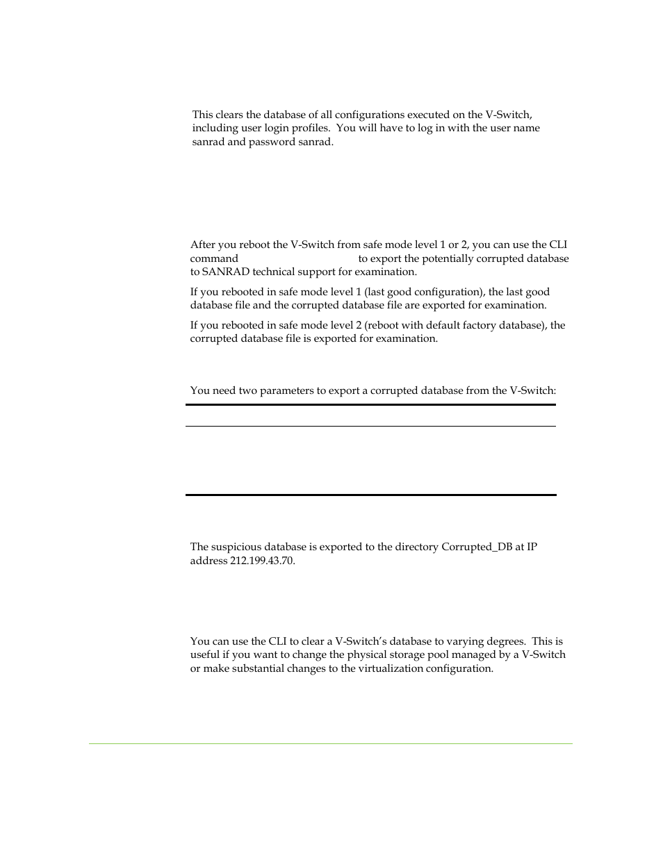 Level 3: reboot with default factory system, Exporting a corrupted database, Manual safe mode | SANRAD I3.1.1205 User Manual | Page 211 / 348