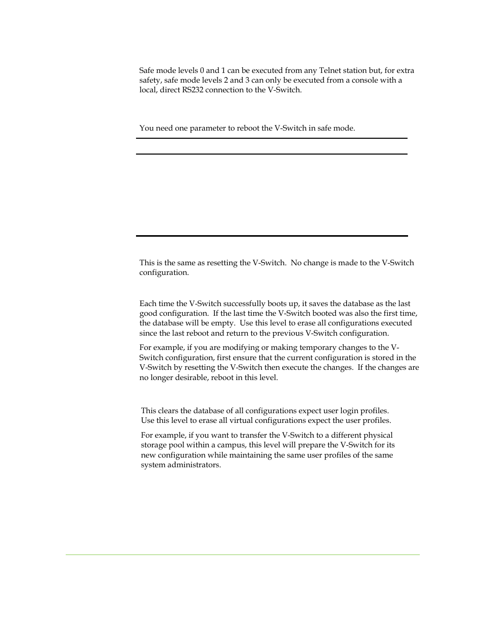 Level o: normal mode, Level 1: last good configuration, Level 2: default factory database | SANRAD I3.1.1205 User Manual | Page 212 / 348