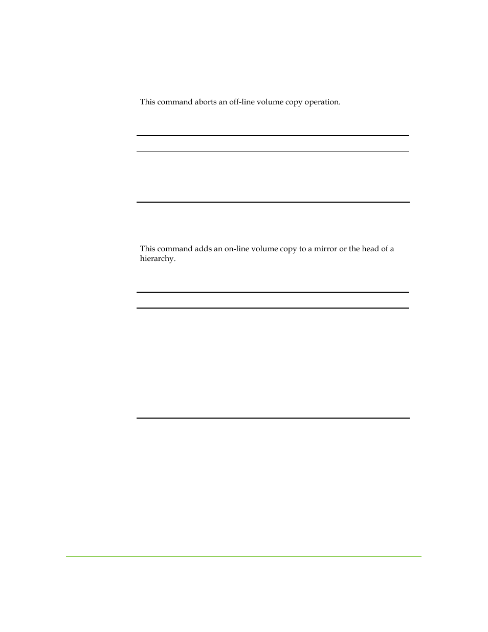 Volume copy abort, Volume mirror add | SANRAD I3.1.1205 User Manual | Page 252 / 348