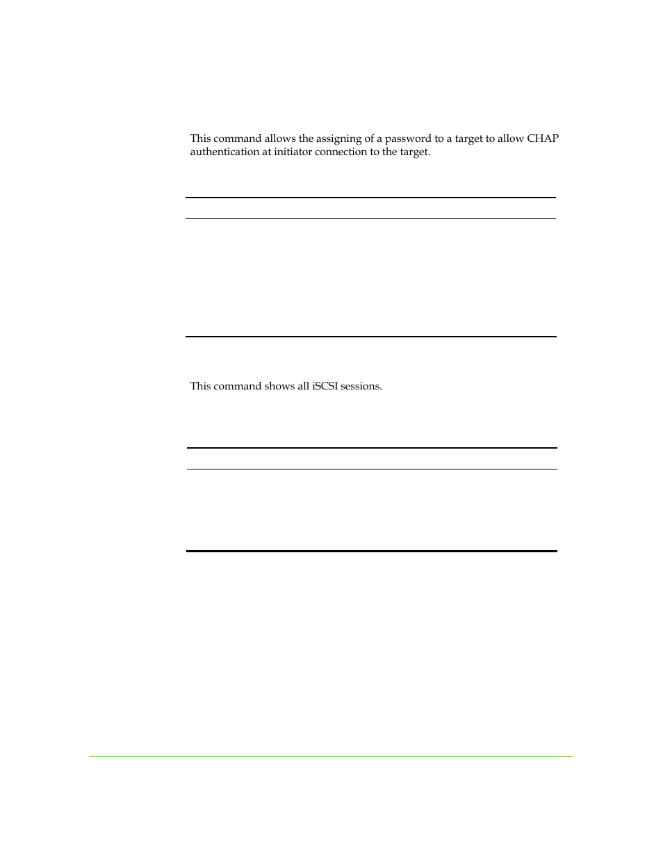 Iscsi target authentication, Iscsi session show | SANRAD I3.1.1205 User Manual | Page 261 / 348