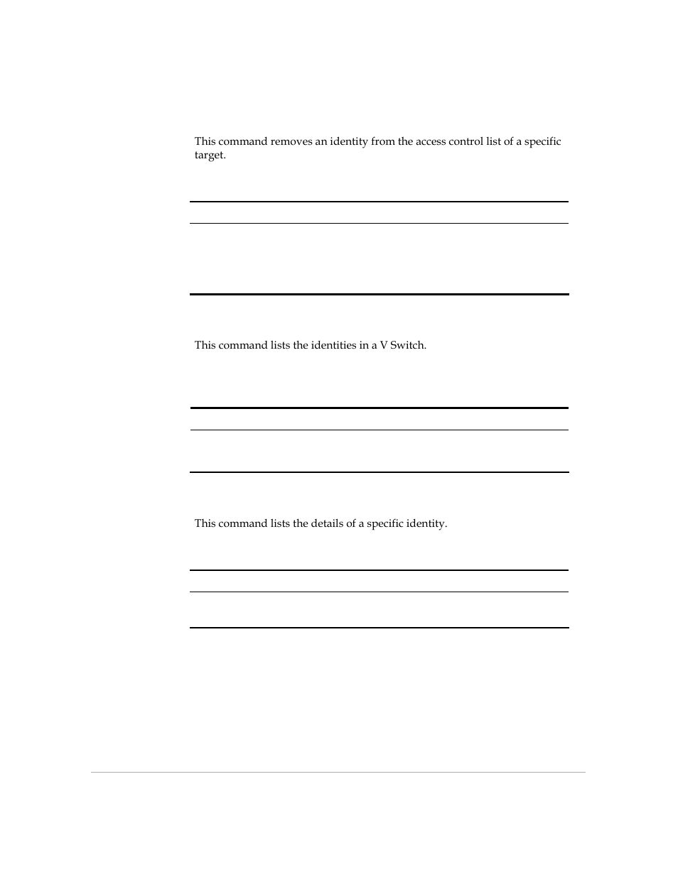 Acl rem, Acl identity show, Acl identity details | SANRAD I3.1.1205 User Manual | Page 271 / 348