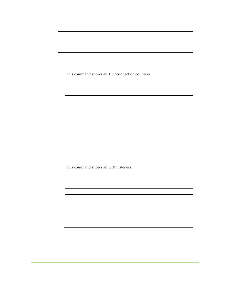 Tcp statistics show, Udp listeners show | SANRAD I3.1.1205 User Manual | Page 285 / 348