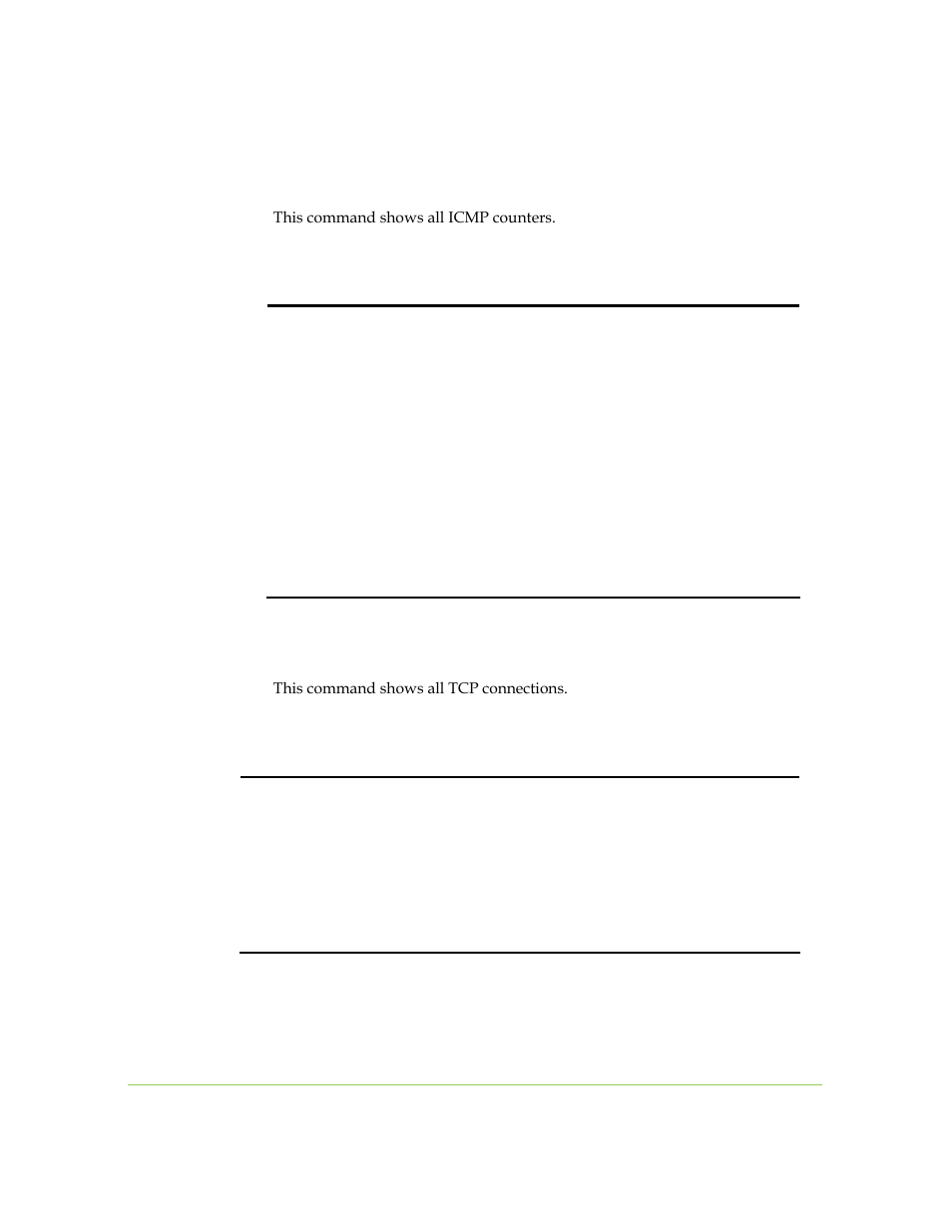 Ip statistics icmp show, Tcp connection show | SANRAD I3.1.1205 User Manual | Page 291 / 348