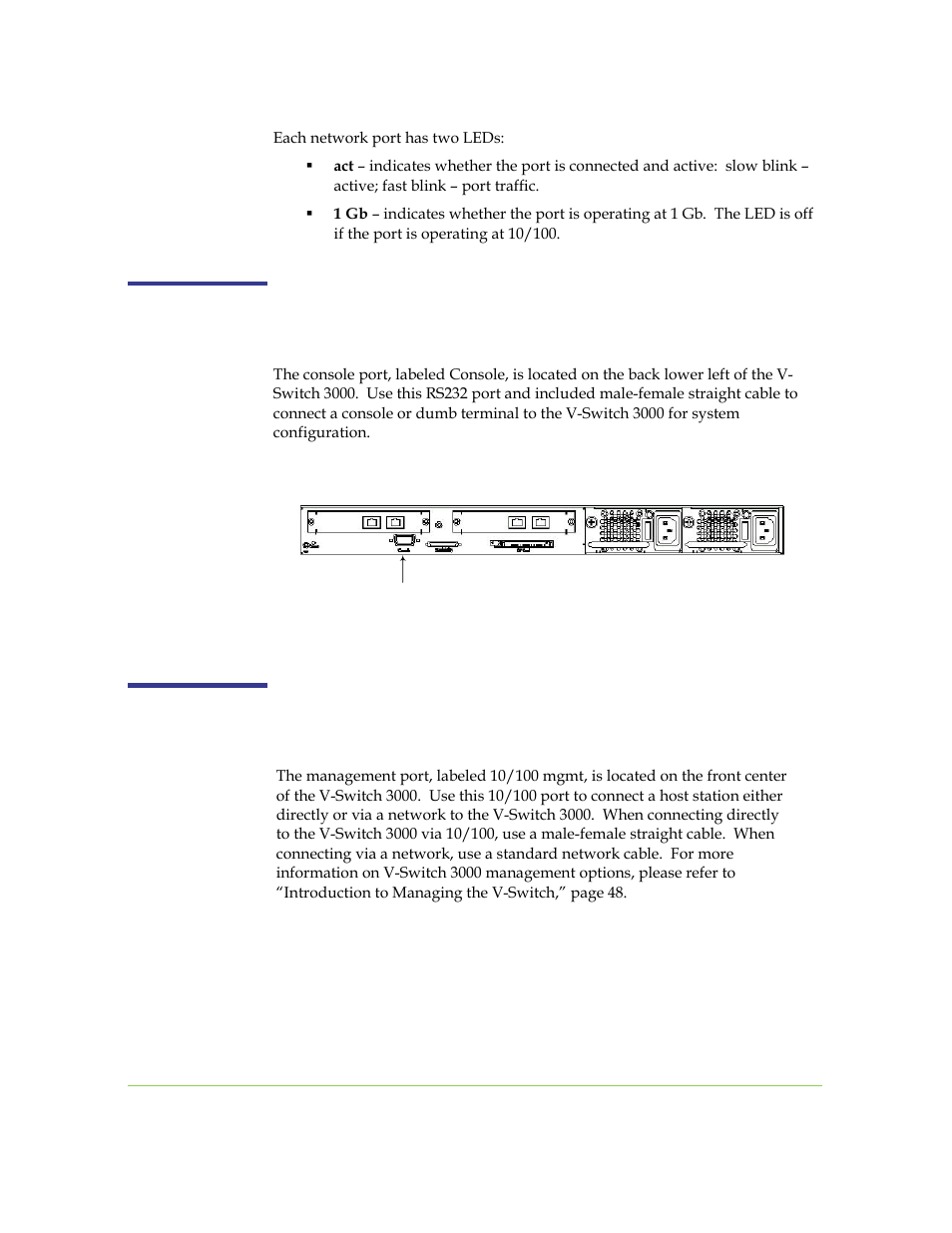 Console port connection, Management port connection | SANRAD I3.1.1205 User Manual | Page 49 / 348