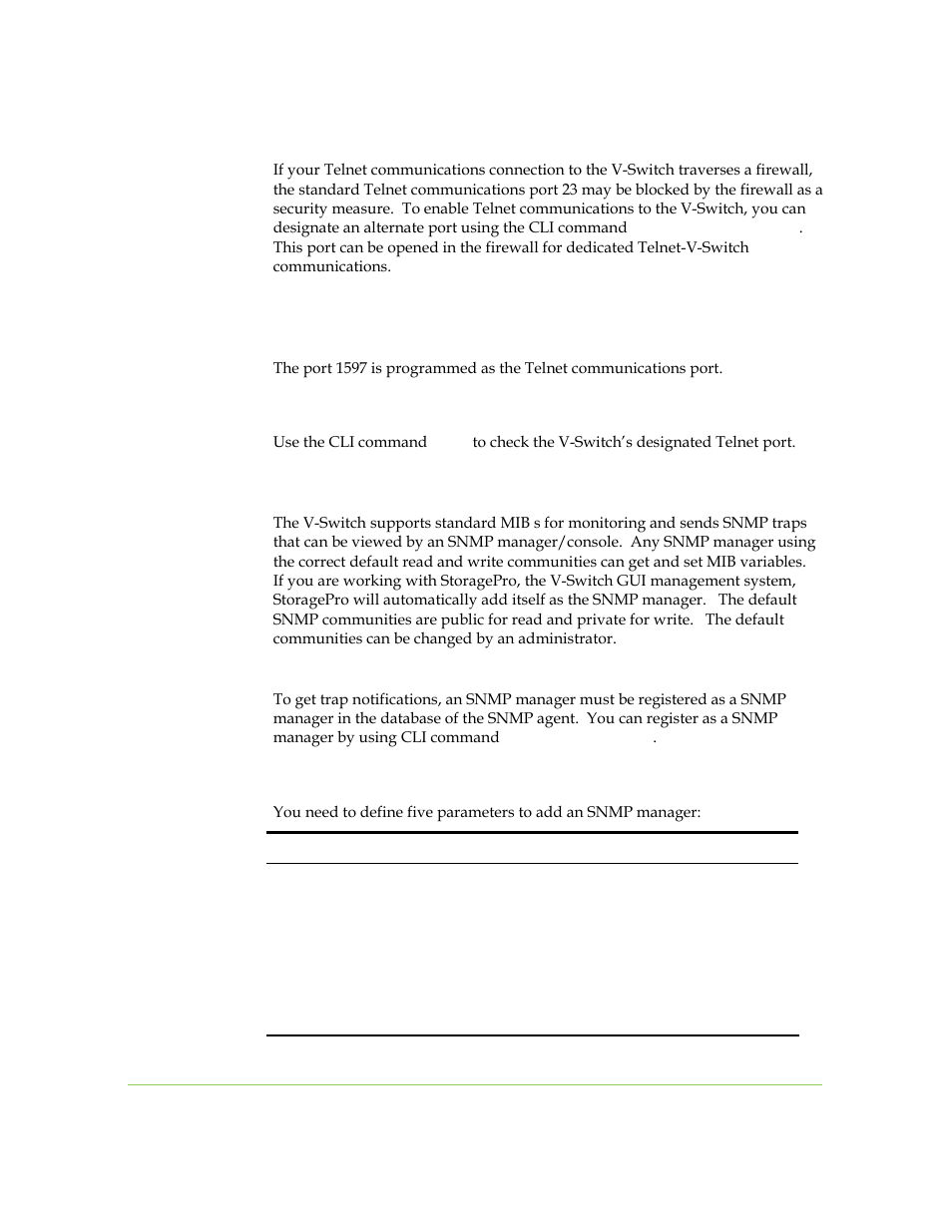 Changing the telnet communications port, Traps and snmp, Adding an snmp manager | SANRAD I3.1.1205 User Manual | Page 61 / 348