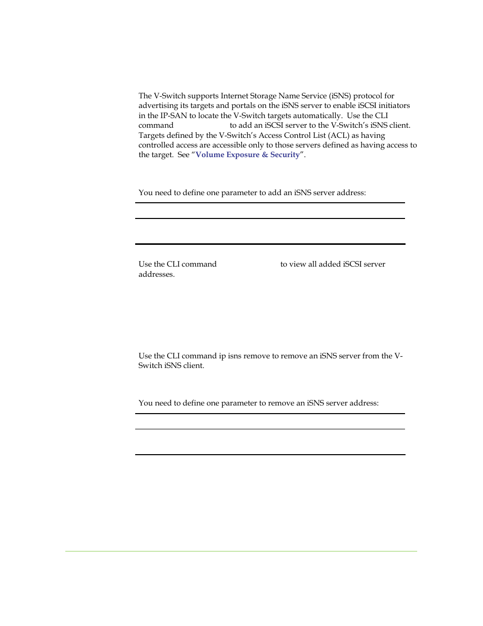 Isns, Deleting an isns server | SANRAD I3.1.1205 User Manual | Page 70 / 348