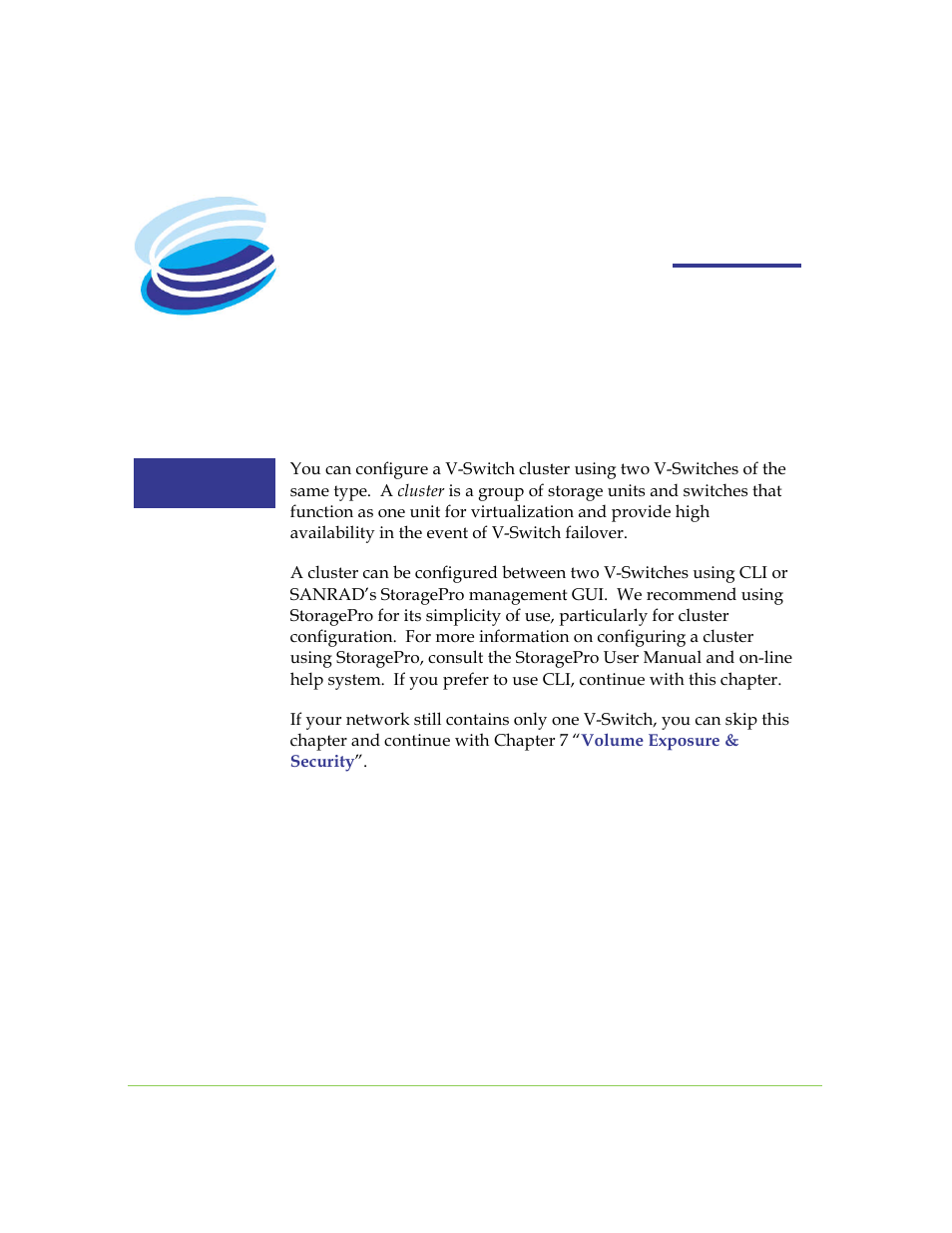 V-switch cluster configuration | SANRAD I3.1.1205 User Manual | Page 81 / 348