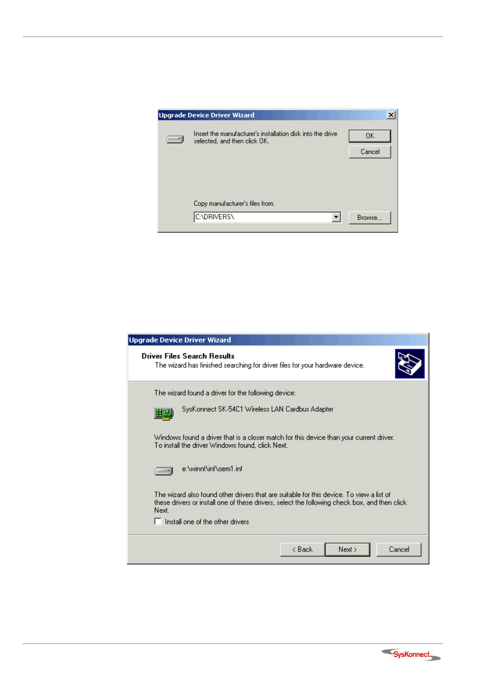 Figure 6: windows 2000 – search for driver files | SysKonnect Wireless LAN Cardbus Adapter SK-54C1 User Manual | Page 19 / 72