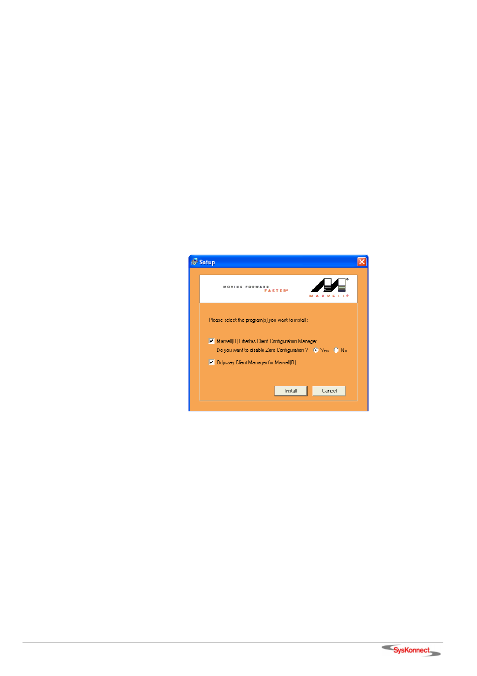 3 marvell configuration utility, Installing the marvell configuration utility, And odyssey client | SysKonnect Wireless LAN Cardbus Adapter SK-54C1 User Manual | Page 21 / 72