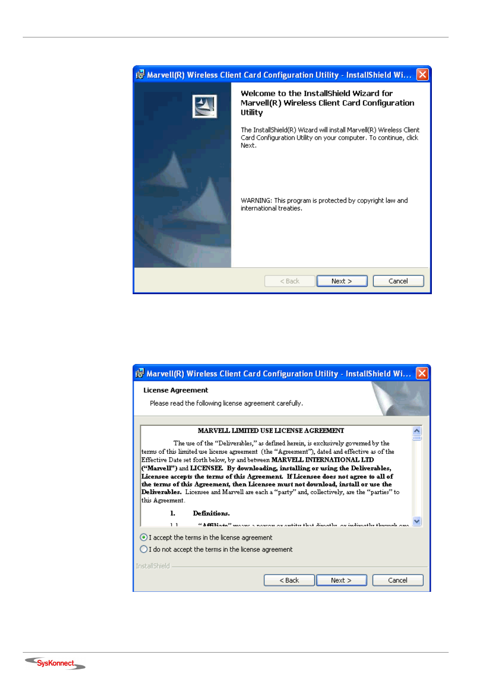 Figure 11: license agreement | SysKonnect Wireless LAN Cardbus Adapter SK-54C1 User Manual | Page 22 / 72