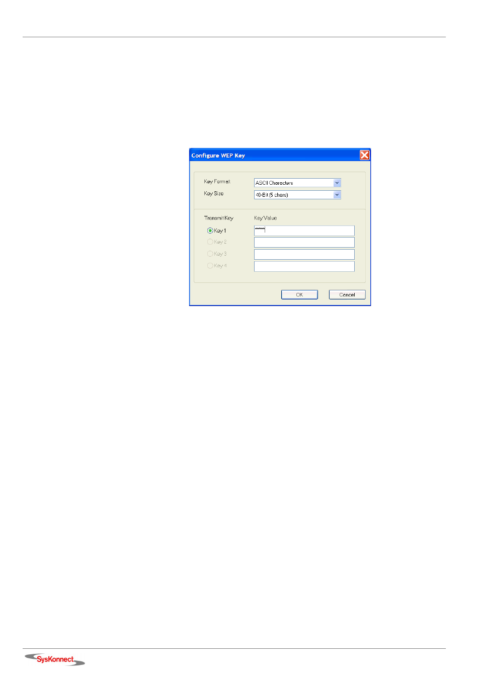 Figure 29: configure wep key, Configure wep keys | SysKonnect Wireless LAN Cardbus Adapter SK-54C1 User Manual | Page 34 / 72