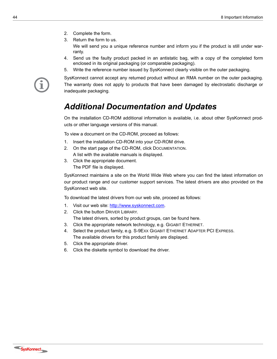 Additional documentation and updates | SysKonnect SK-9Sxx User Manual | Page 44 / 54