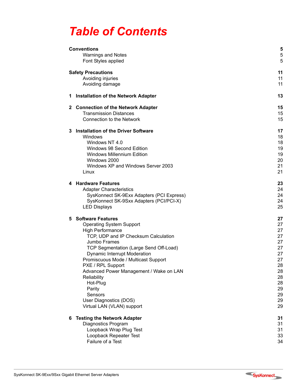 SysKonnect SK-9Sxx User Manual | Page 7 / 54