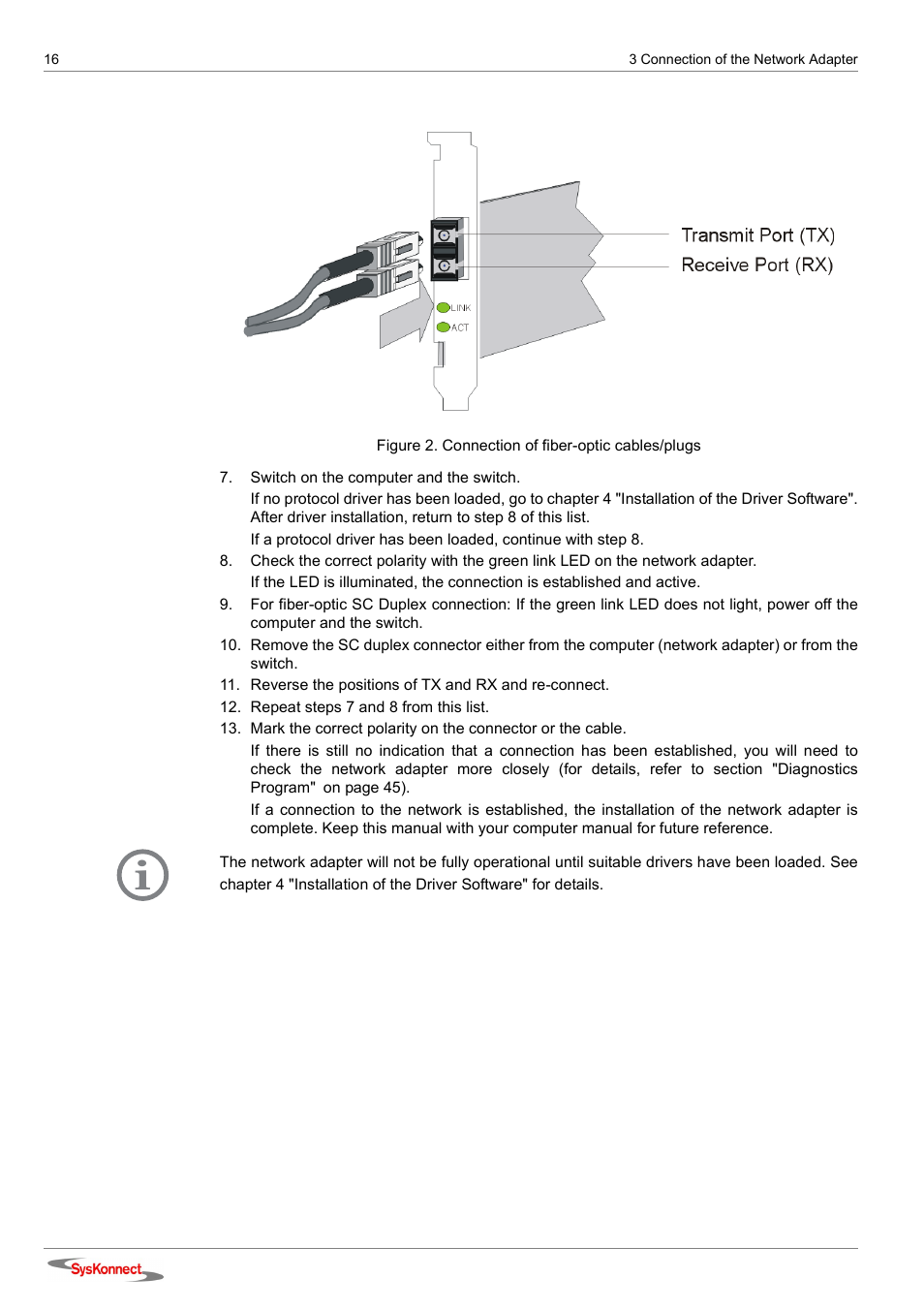 Figure 2: connection of fiber-optic cables/plugs | SysKonnect SK-98xx V2.0 User Manual | Page 16 / 66