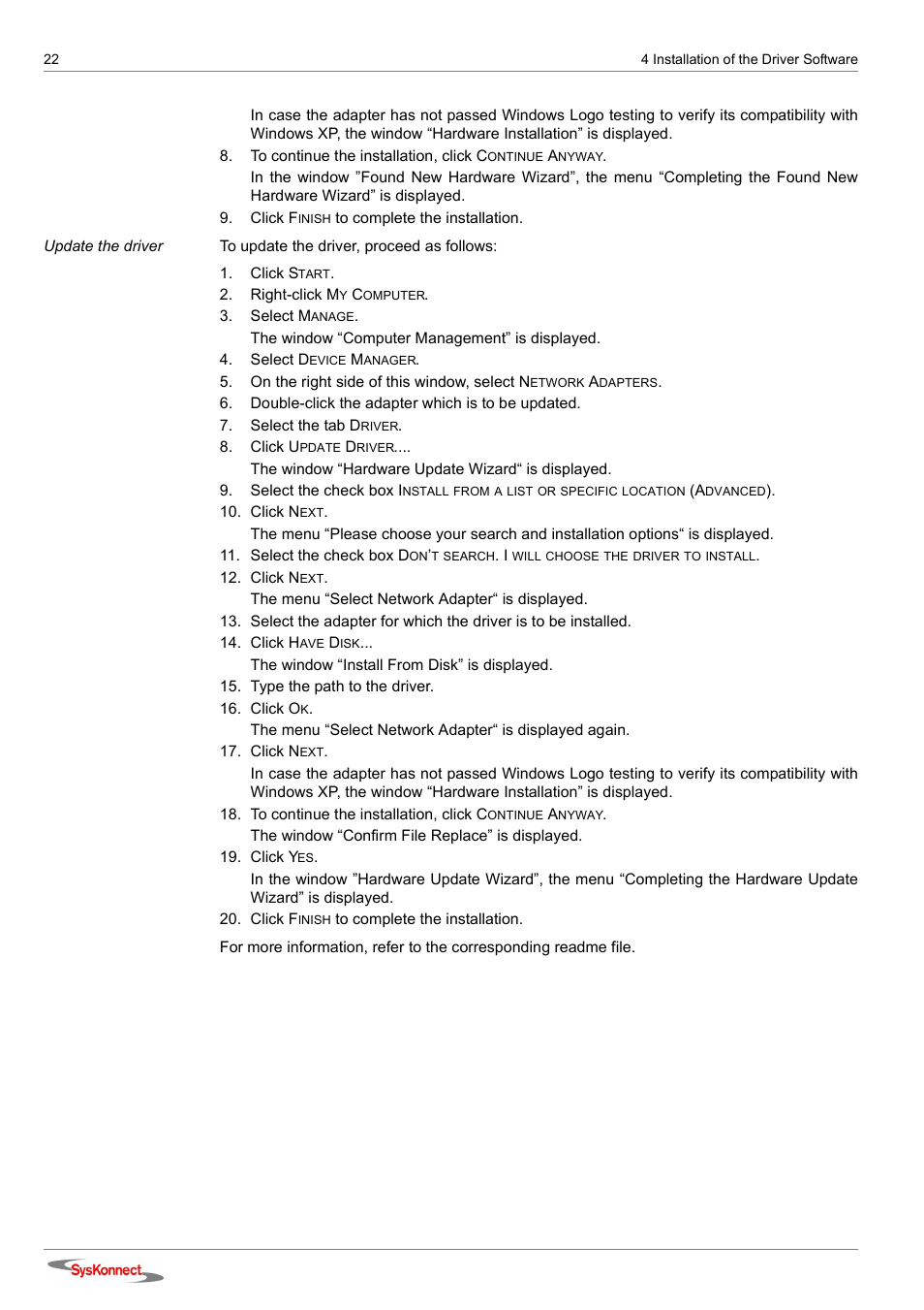 SysKonnect SK-98xx V2.0 User Manual | Page 22 / 66