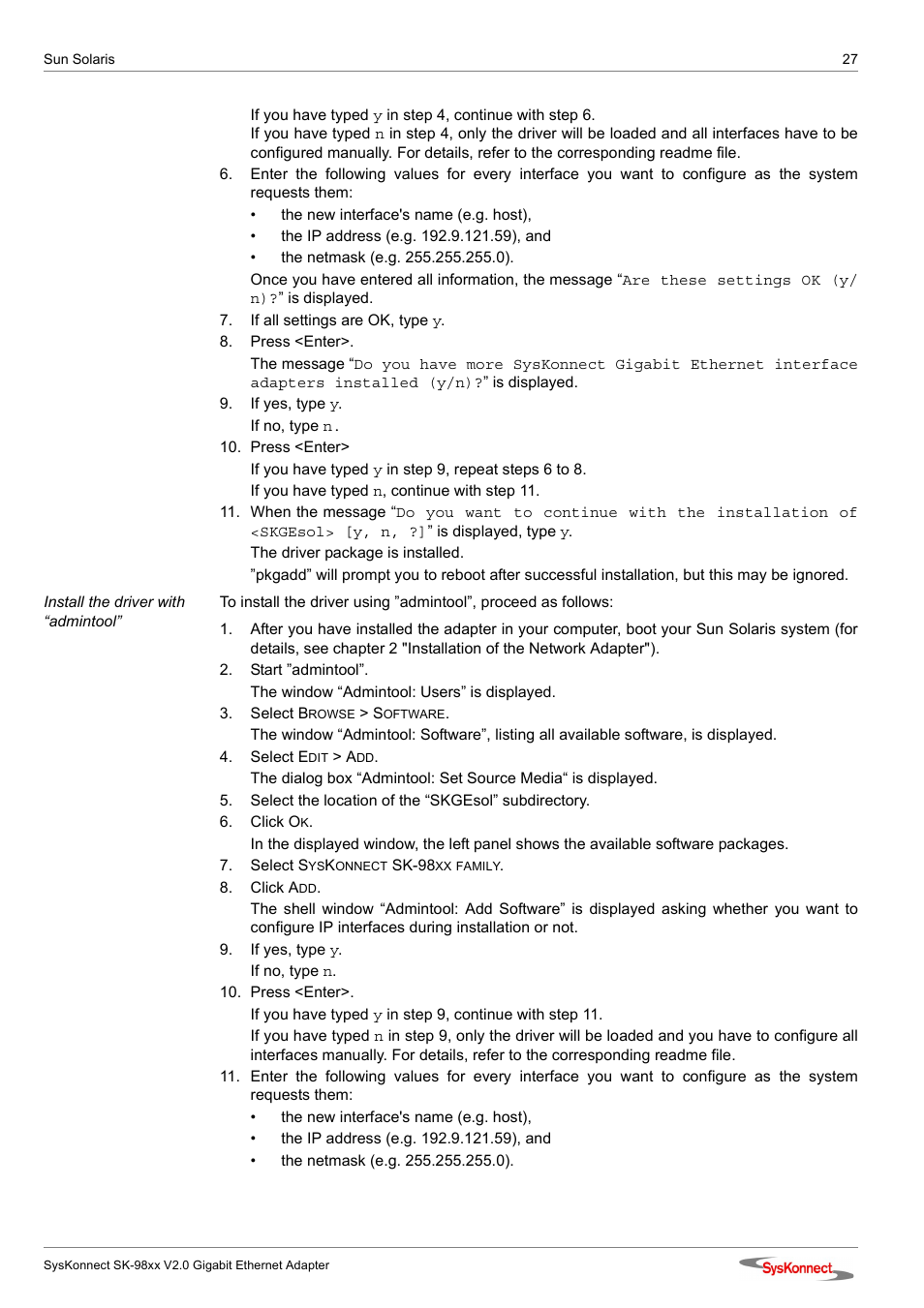 SysKonnect SK-98xx V2.0 User Manual | Page 27 / 66