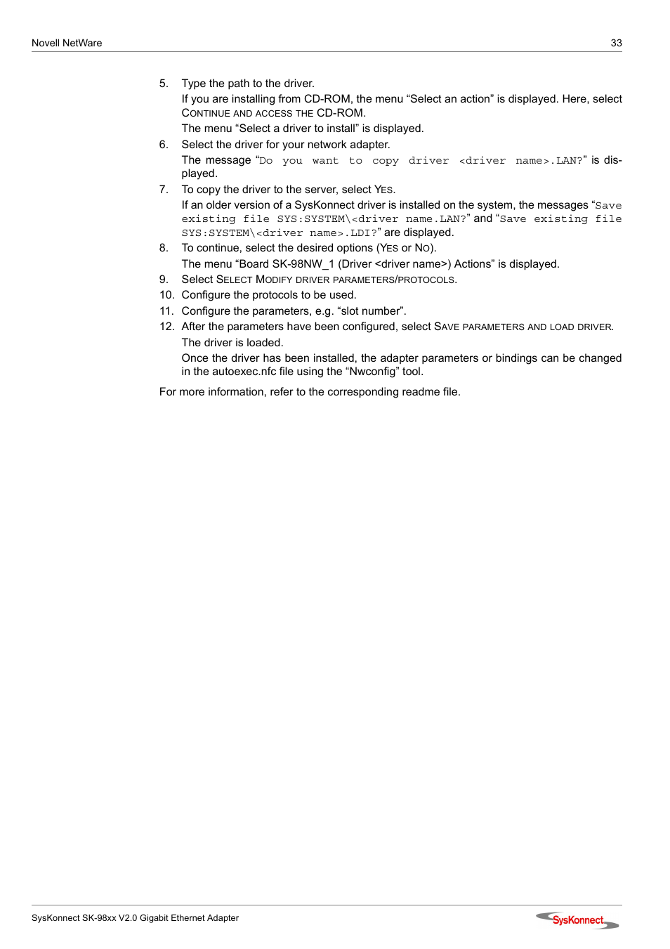 SysKonnect SK-98xx V2.0 User Manual | Page 33 / 66