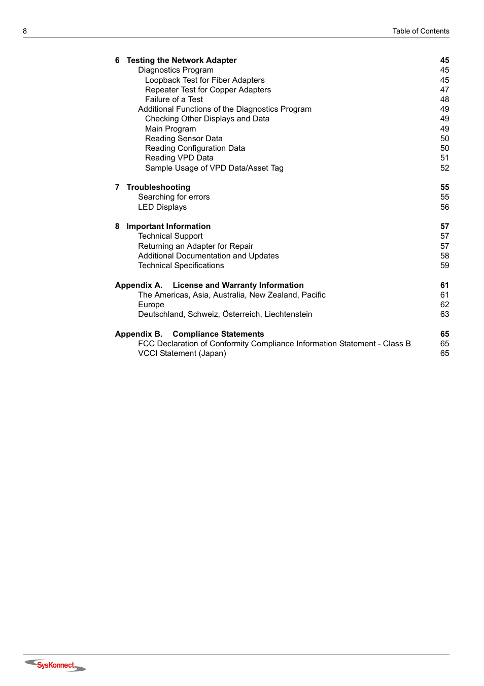 SysKonnect SK-98xx V2.0 User Manual | Page 8 / 66
