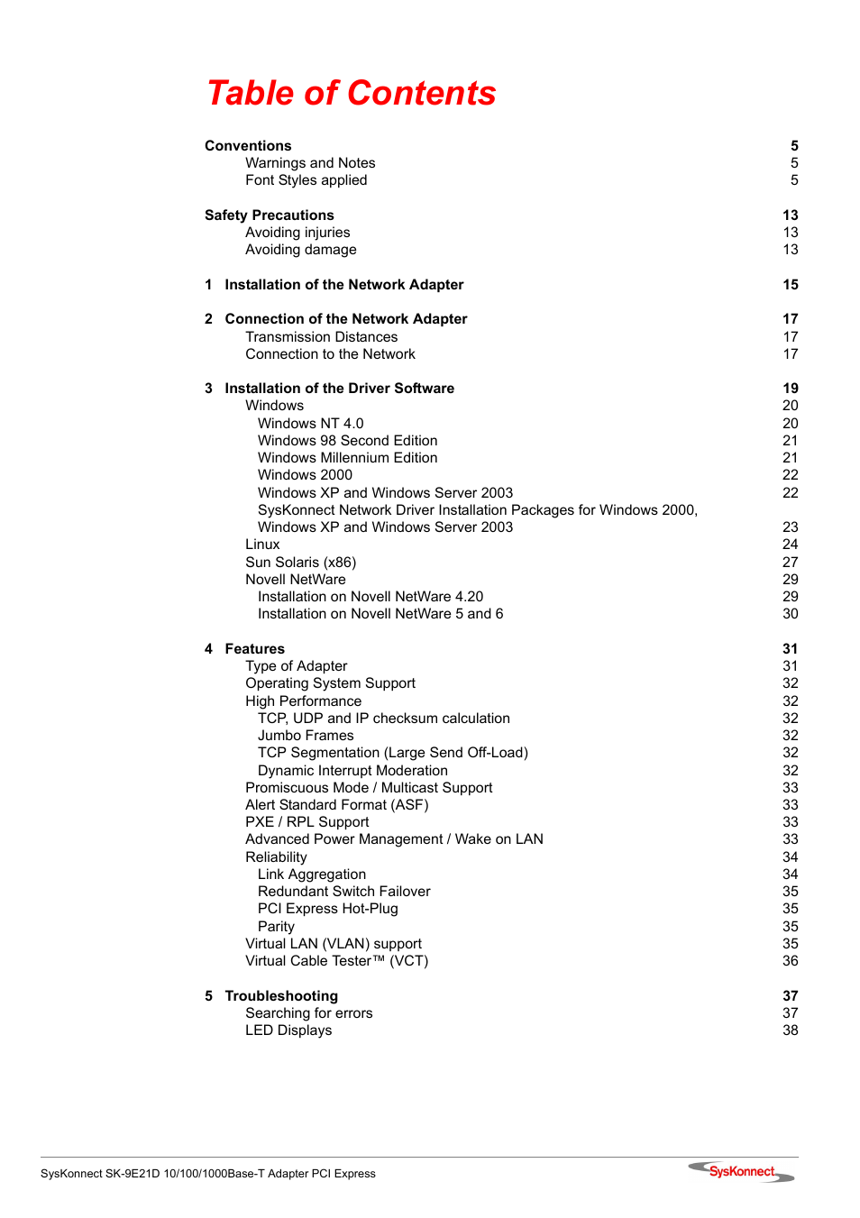 SysKonnect SK-9E21D User Manual | Page 7 / 46