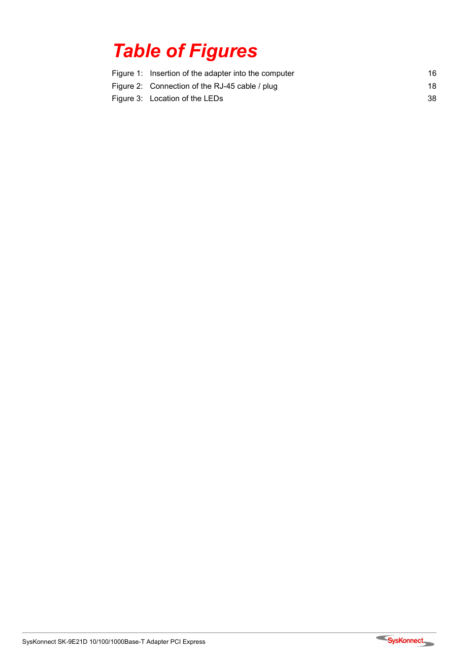 Table of figures | SysKonnect SK-9E21D User Manual | Page 9 / 46