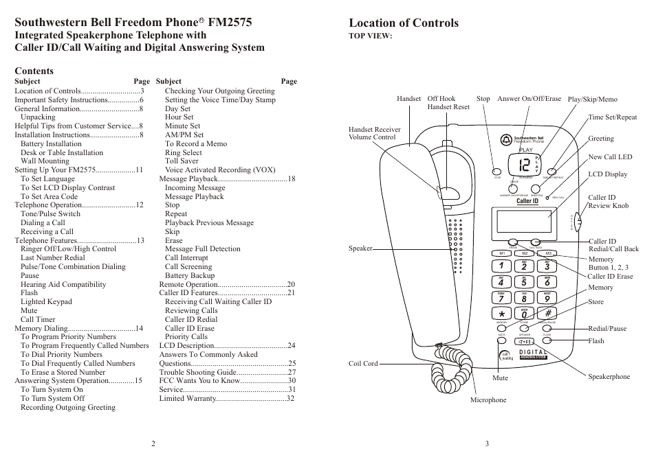 Southwestern Bell FM2575 User Manual | Page 2 / 17