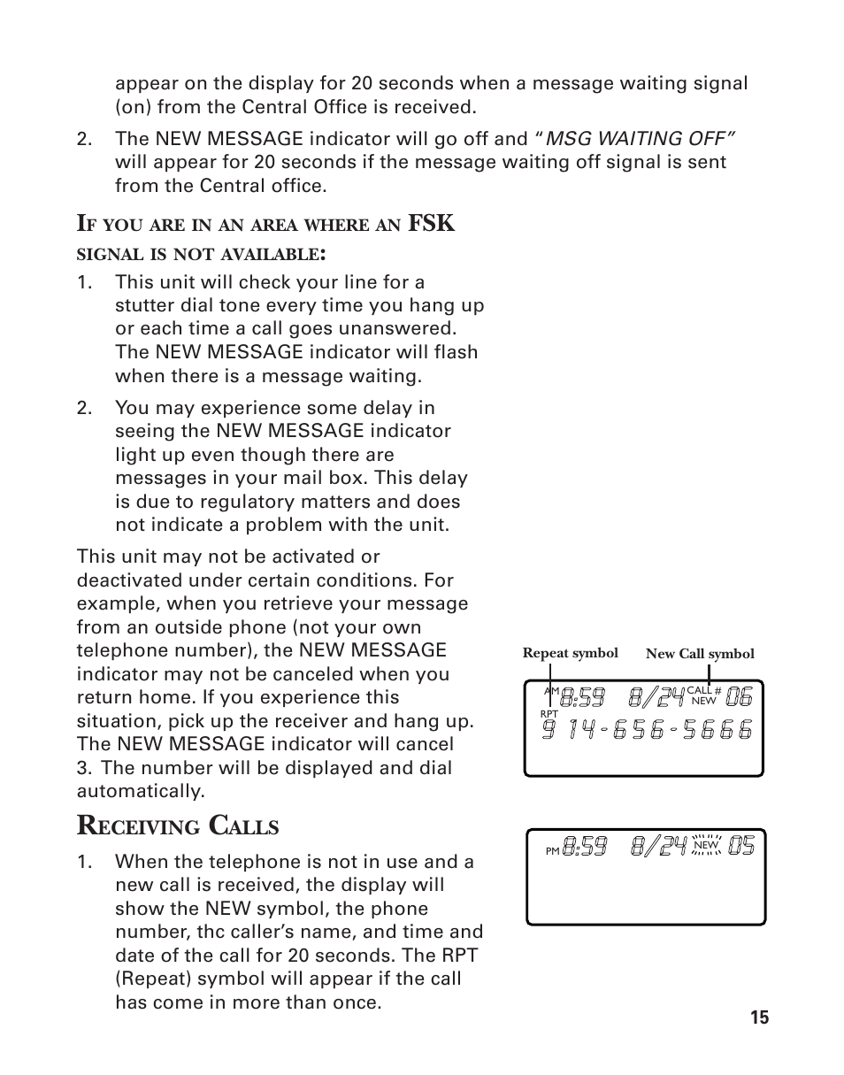 Receiving calls | Southwestern Bell 2-9193 User Manual | Page 15 / 24