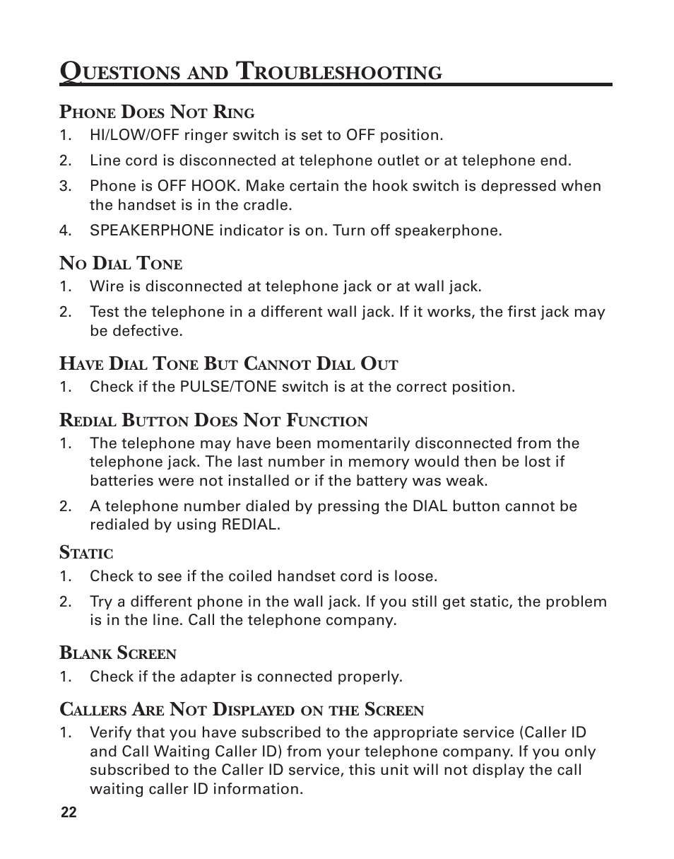 Questions and troubleshooting | Southwestern Bell 2-9193 User Manual | Page 22 / 24