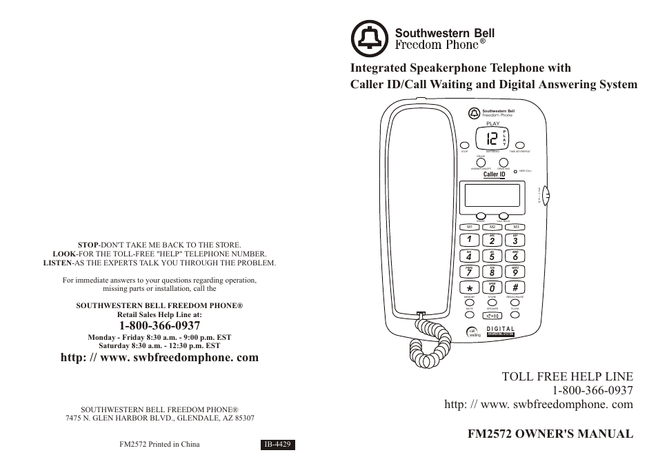 Southwestern Bell FM2572 User Manual | 17 pages