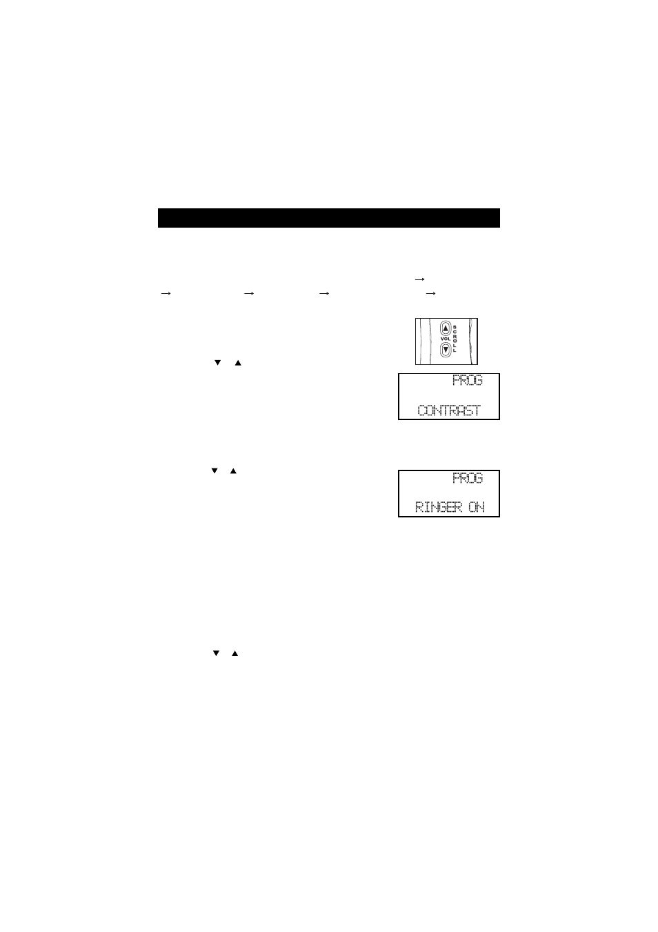 Setup handset, Contrast ringer on, Prog | Overview | Southwestern Bell GH3210 User Manual | Page 17 / 32