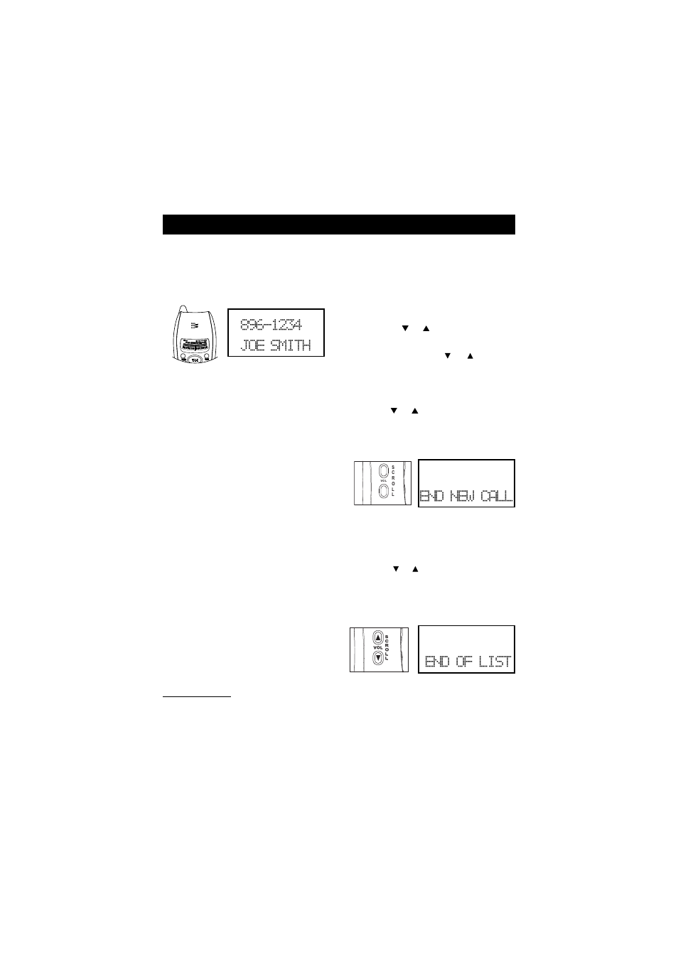 Caller id operation, Reviewing new call records, Reviewing all call records | End of list, Receiving call waiting caller id, Important, End new call, 1234 joe smith | Southwestern Bell GH3210 User Manual | Page 24 / 32