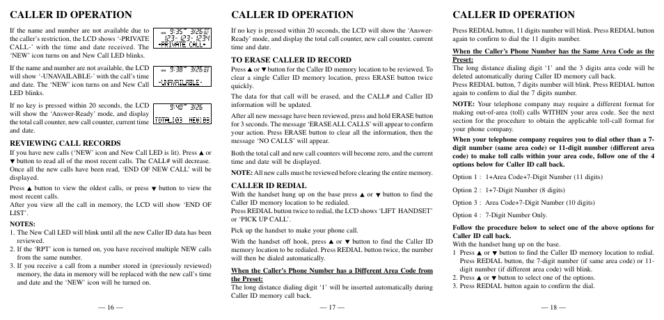 Caller id operation | Southwestern Bell FM2552PX User Manual | Page 7 / 10