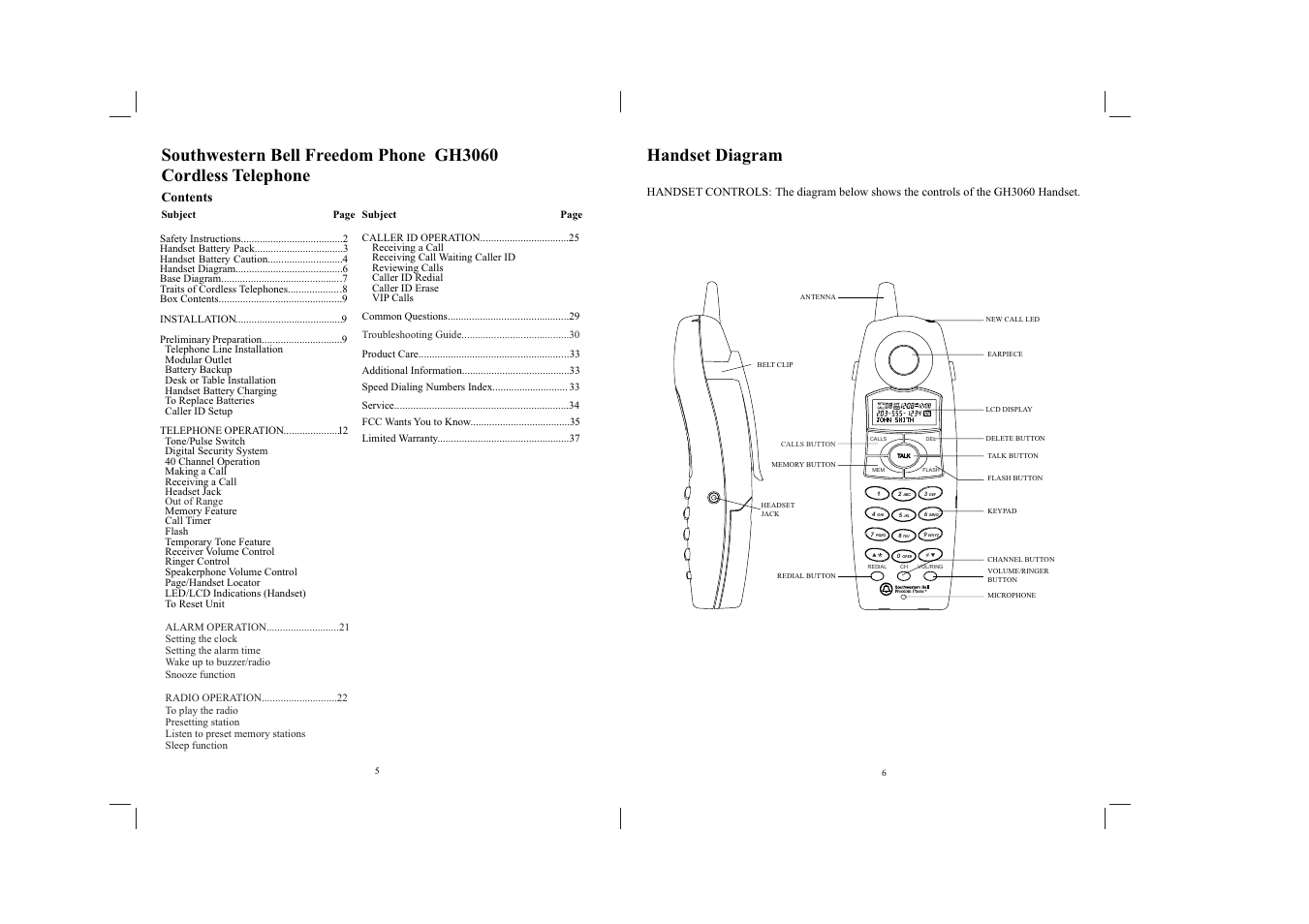 Southwestern Bell GH3060 User Manual | Page 4 / 20