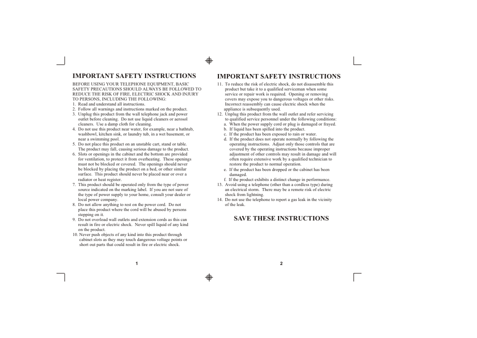 Southwestern Bell FM2552/FM2000 User Manual | Page 2 / 13