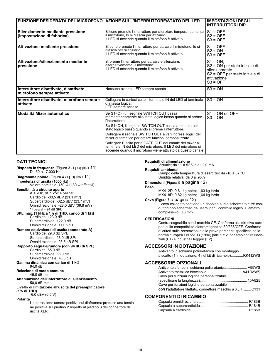 Shure MX400D User Manual | Page 10 / 12