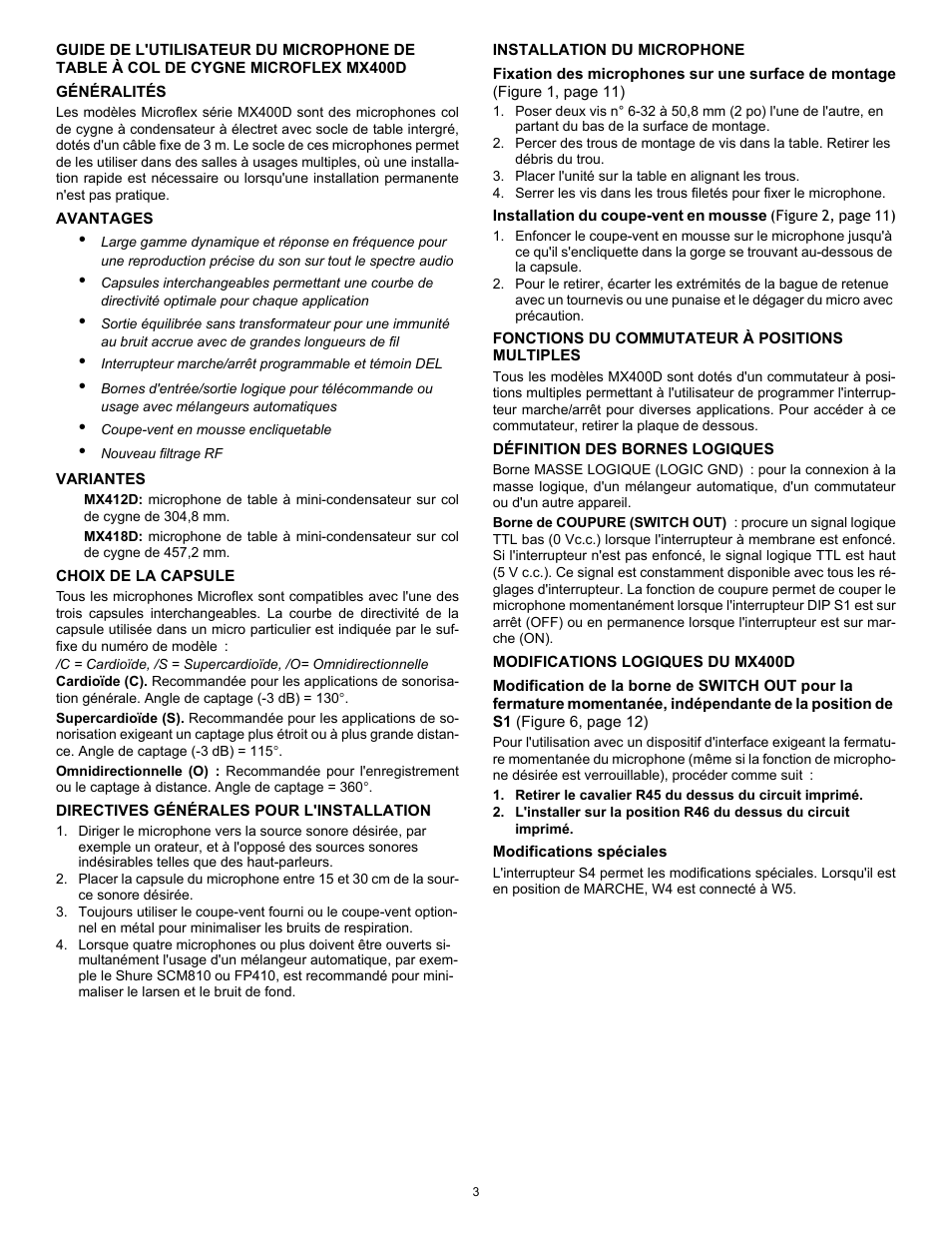 Shure MX400D User Manual | Page 3 / 12