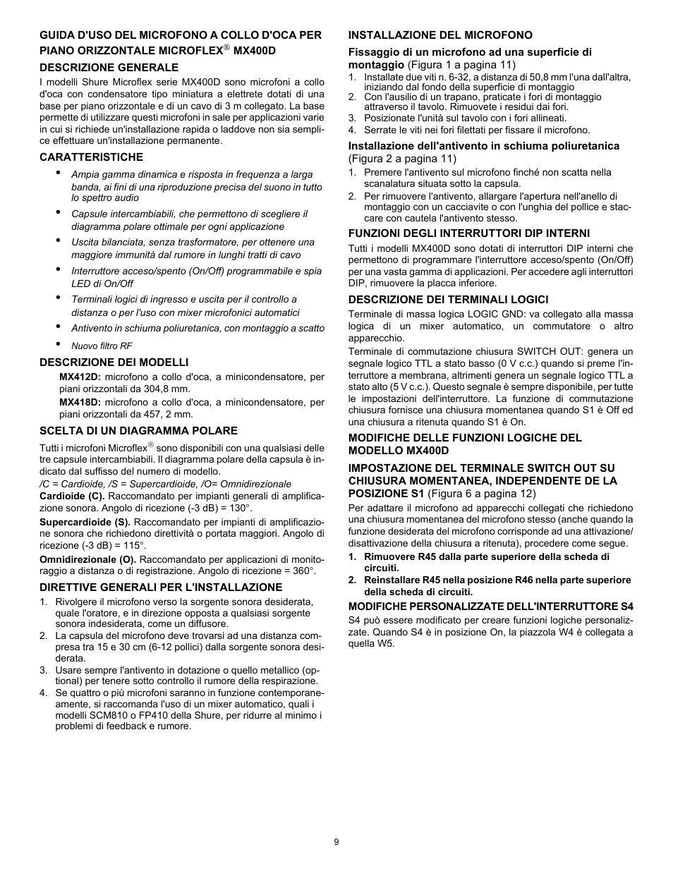 Shure MX400D User Manual | Page 9 / 12